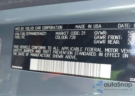 2022 Volvo S60 B5 Black Edition R-Design/B5 R-Design z USA, uszkodzony, nr VIN 7JRL12TM4NG154621